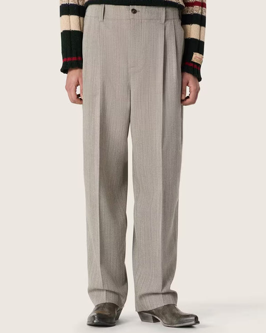 Golden Goose Journey Slacks in ecru en mud met loose fit en bandplooien