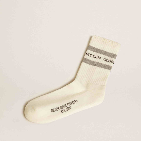 GOLDEN GOOSE High Rib Socks Stripes Heritage White Desert Sage Black – vooraanzicht – Checkpoint Mol