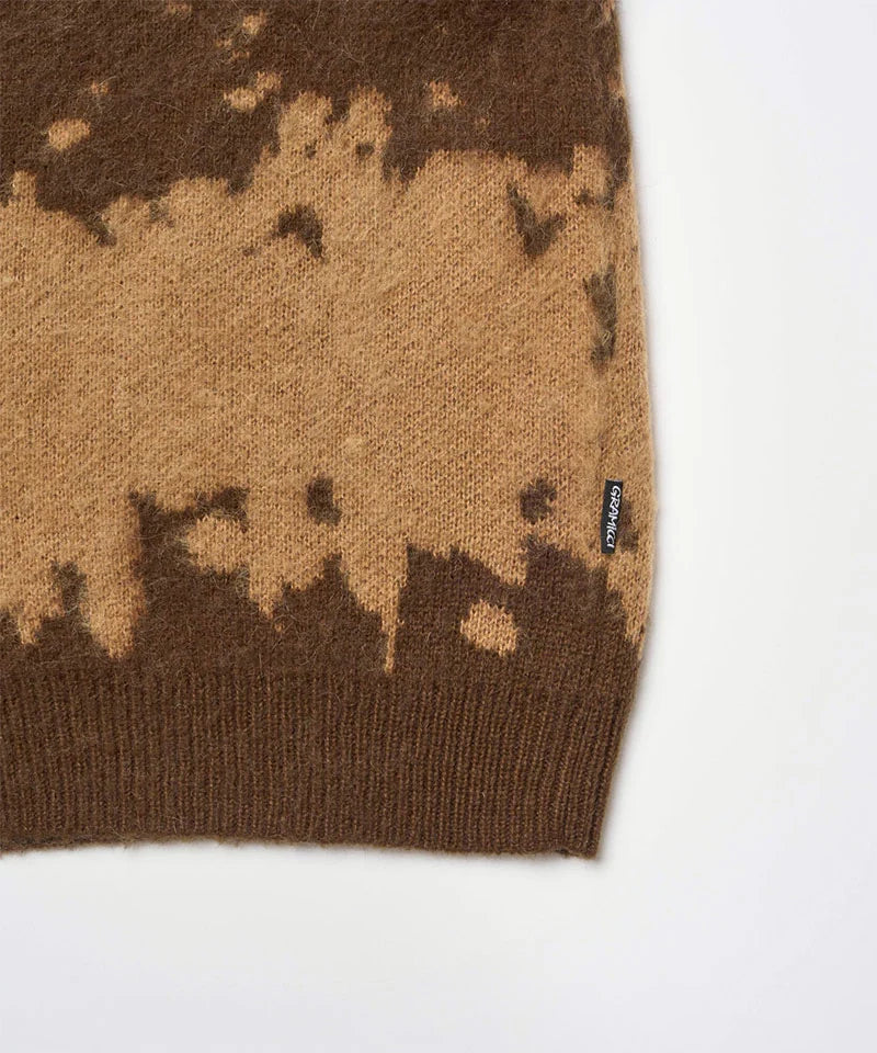 Gramicci Mohair Splatter Sweater Taupe – detail van de knit