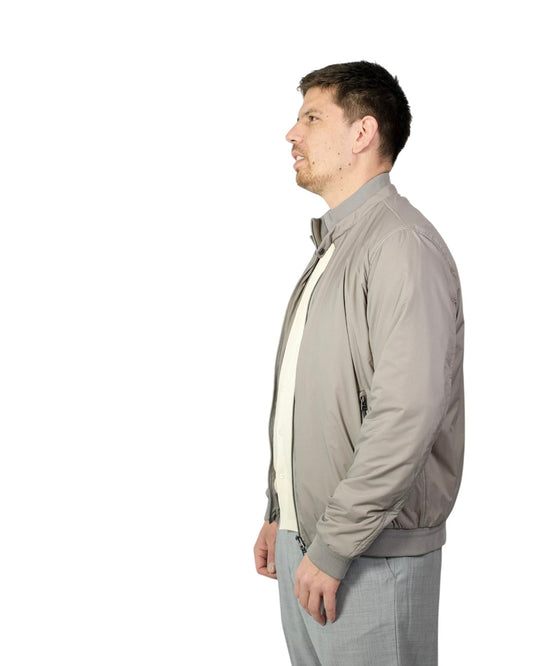 Herno Ecoage High Collar Bomber Jacket Dove Grey