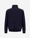 Herno Woolen Melange Twill donkerblauwe bomberjas, van achteren