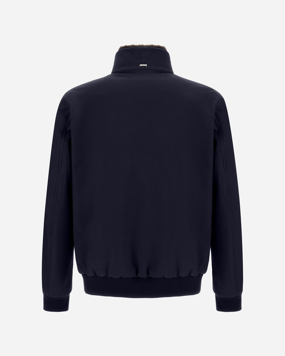 Herno Woolen Melange Twill donkerblauwe bomberjas, van achteren