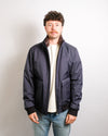 Herno Woolen Melange Twill donkerblauwe bomberjas, gedragen, van voren