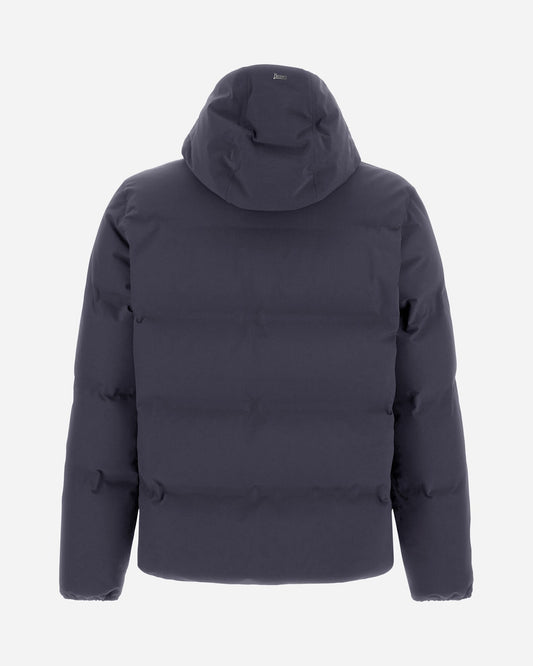 Herno New Impact blauwgrijze jas met capuchon, van achteren