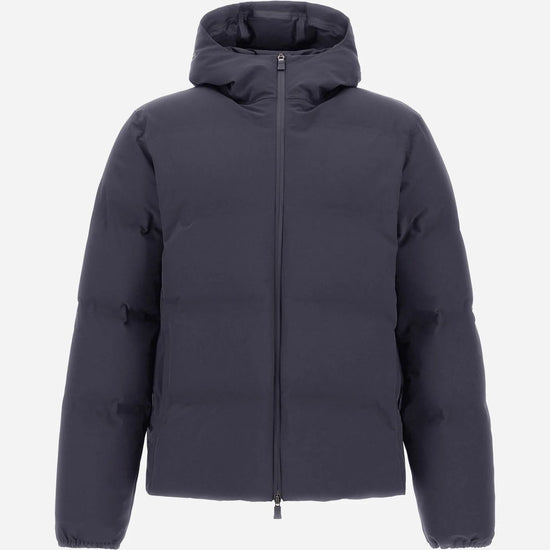 Herno New Impact blauwgrijze jas met capuchon, van voren