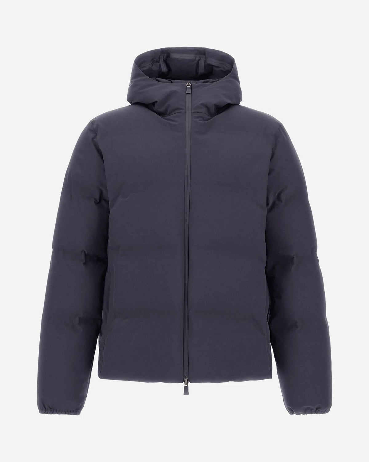 Herno New Impact blauwgrijze jas met capuchon, van voren