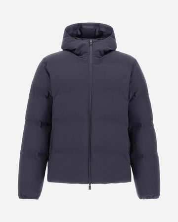 Herno New Impact blauwgrijze jas met capuchon, van voren