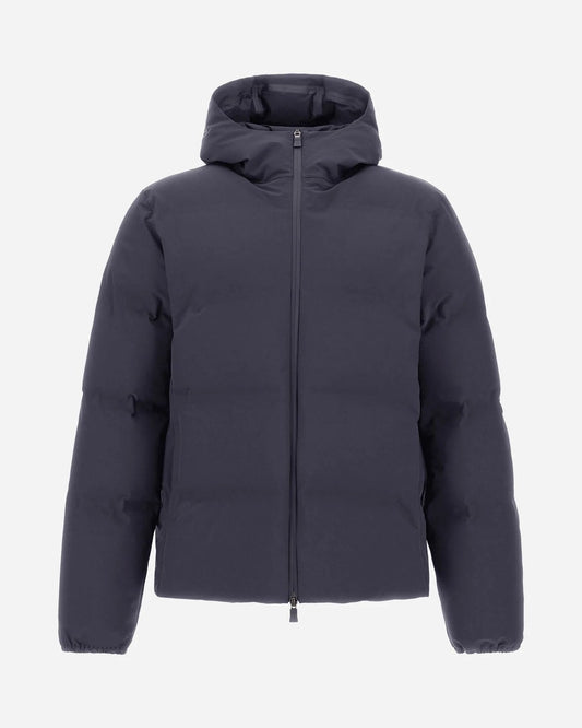 Herno New Impact blauwgrijze jas met capuchon, van voren