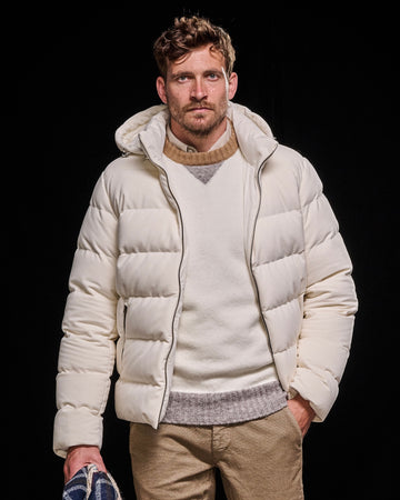 Herno Natural Knitted Puffer Jacket – vooraanzicht