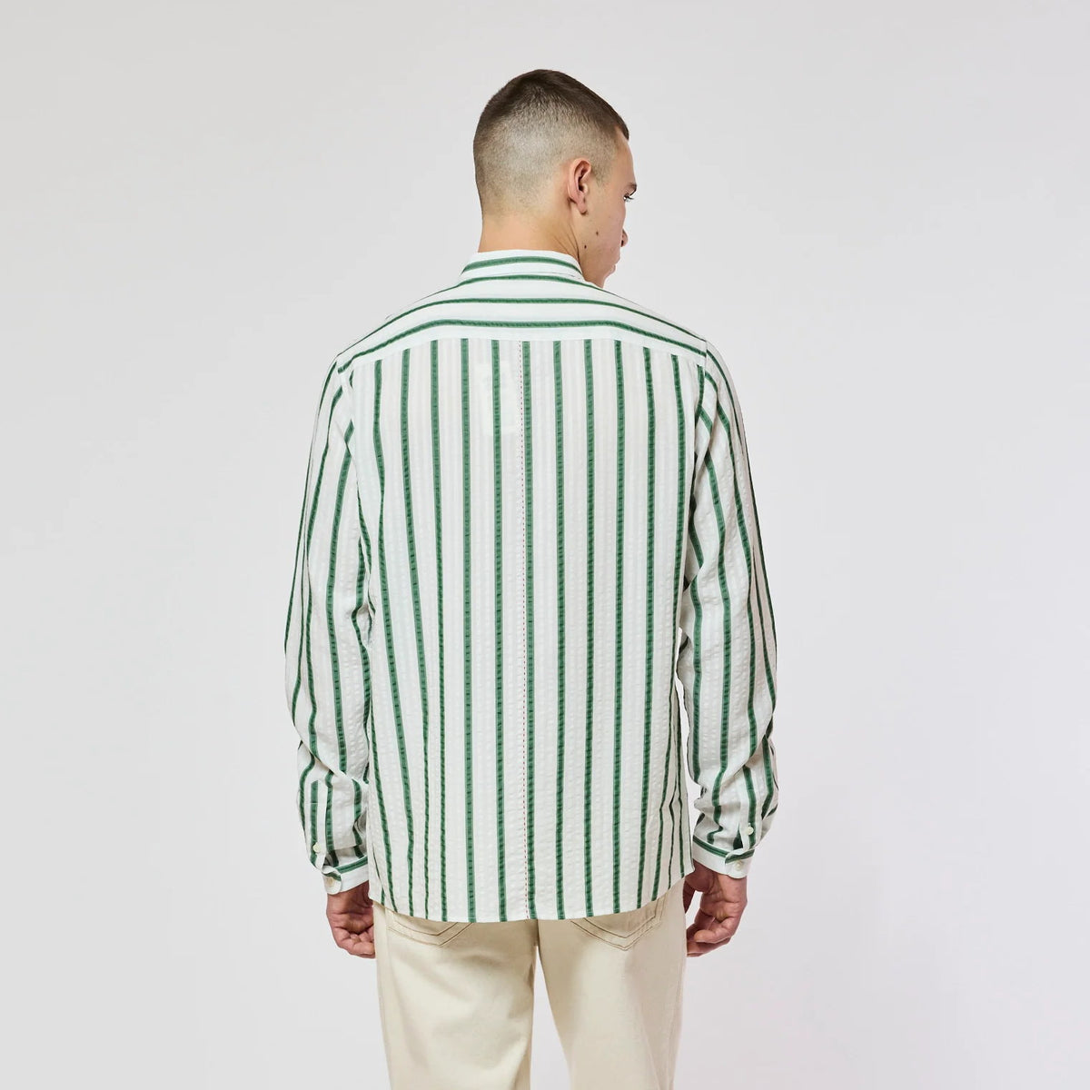 Homecore Pala Tencel Striped Shirt Green White – productbeeld 3