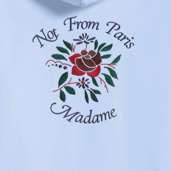 Drôle de Monsieur Light Blue Slogan Rose Hoodie – productfoto 2 – Checkpoint Mol