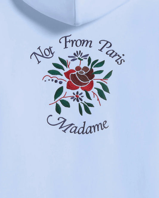 Drôle de Monsieur Light Blue Slogan Rose Hoodie – productfoto 2 – Checkpoint Mol
