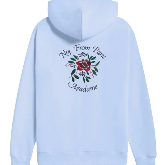 Drôle de Monsieur Light Blue Slogan Rose Hoodie – productfoto 3 – Checkpoint Mol