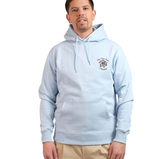 Drôle de Monsieur Light Blue Slogan Rose Hoodie – productfoto 5 – Checkpoint Mol