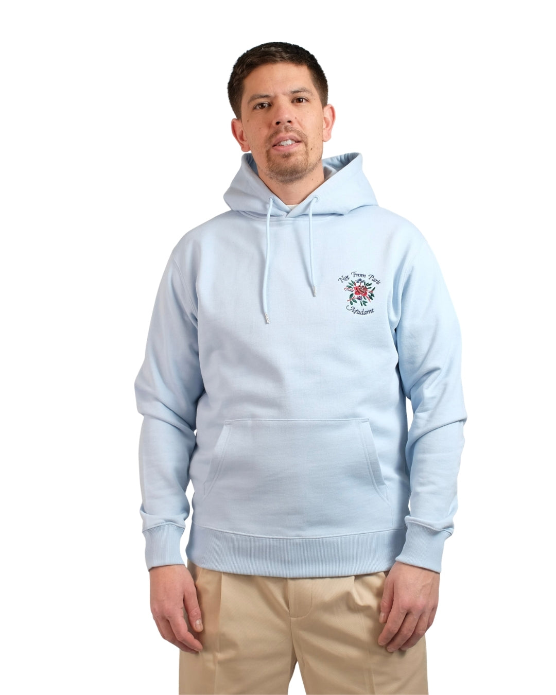 Drôle de Monsieur Light Blue Slogan Rose Hoodie – productfoto 5 – Checkpoint Mol