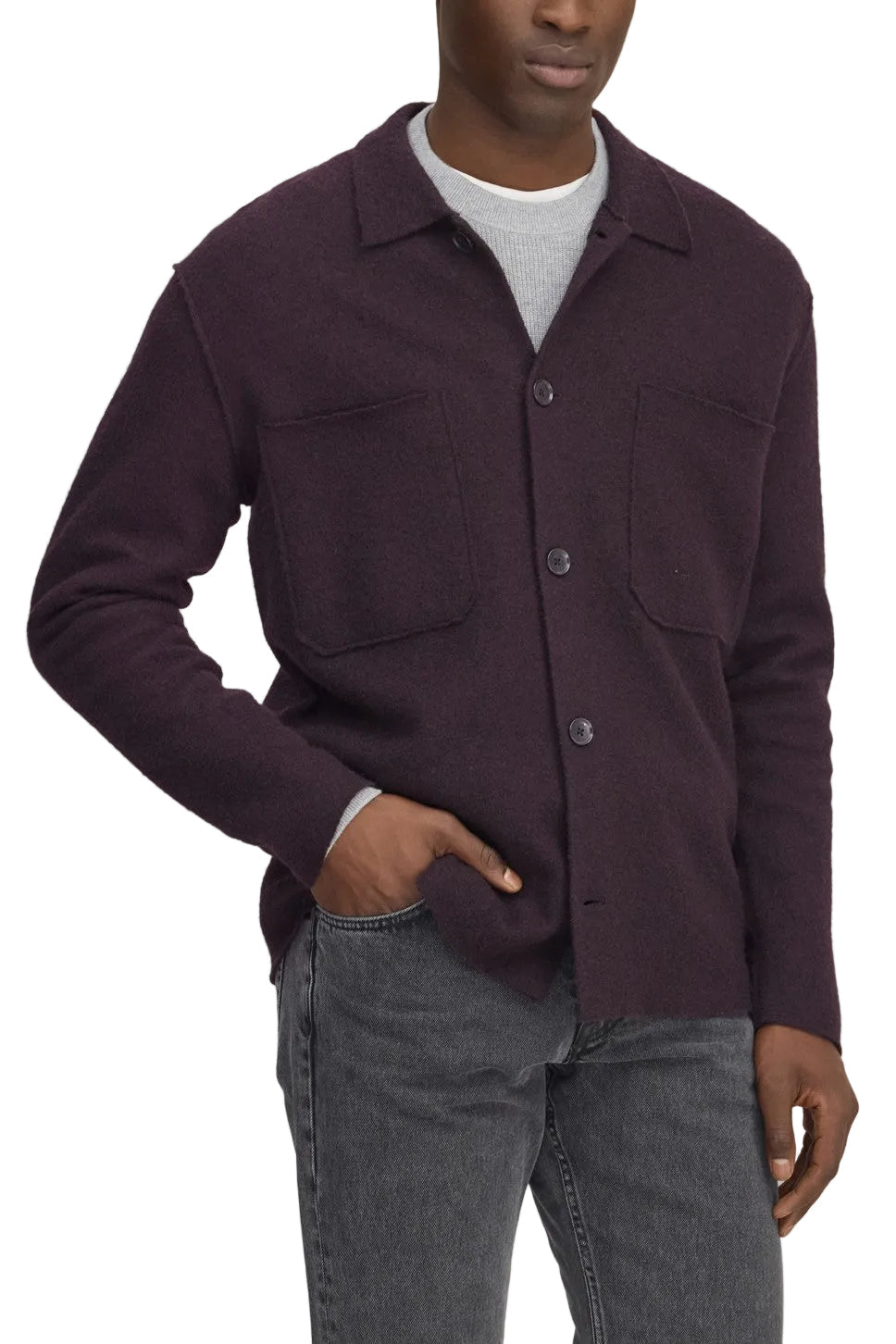 NN.07 Jonas 6398 merino wool overshirt Winetasting - voorkant - Checkpoint Mol