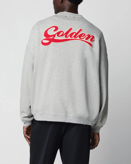 Golden Goose unisex sweatshirt in grijs melange met geborduurd logo op de rug – Checkpoint Mol