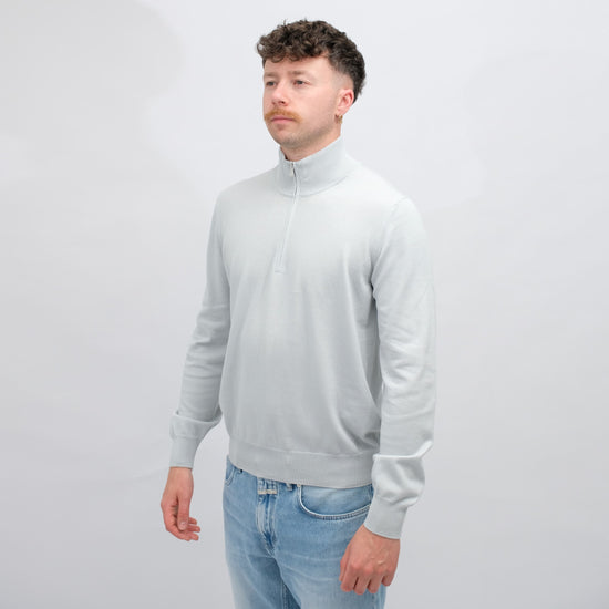 La Fileria Light Grey Mock Neck Half Zip Pullover – productbeeld 2