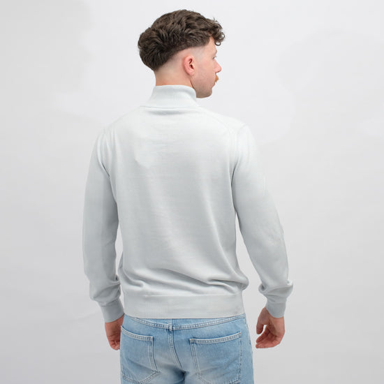 La Fileria Light Grey Mock Neck Half Zip Pullover – productbeeld 3