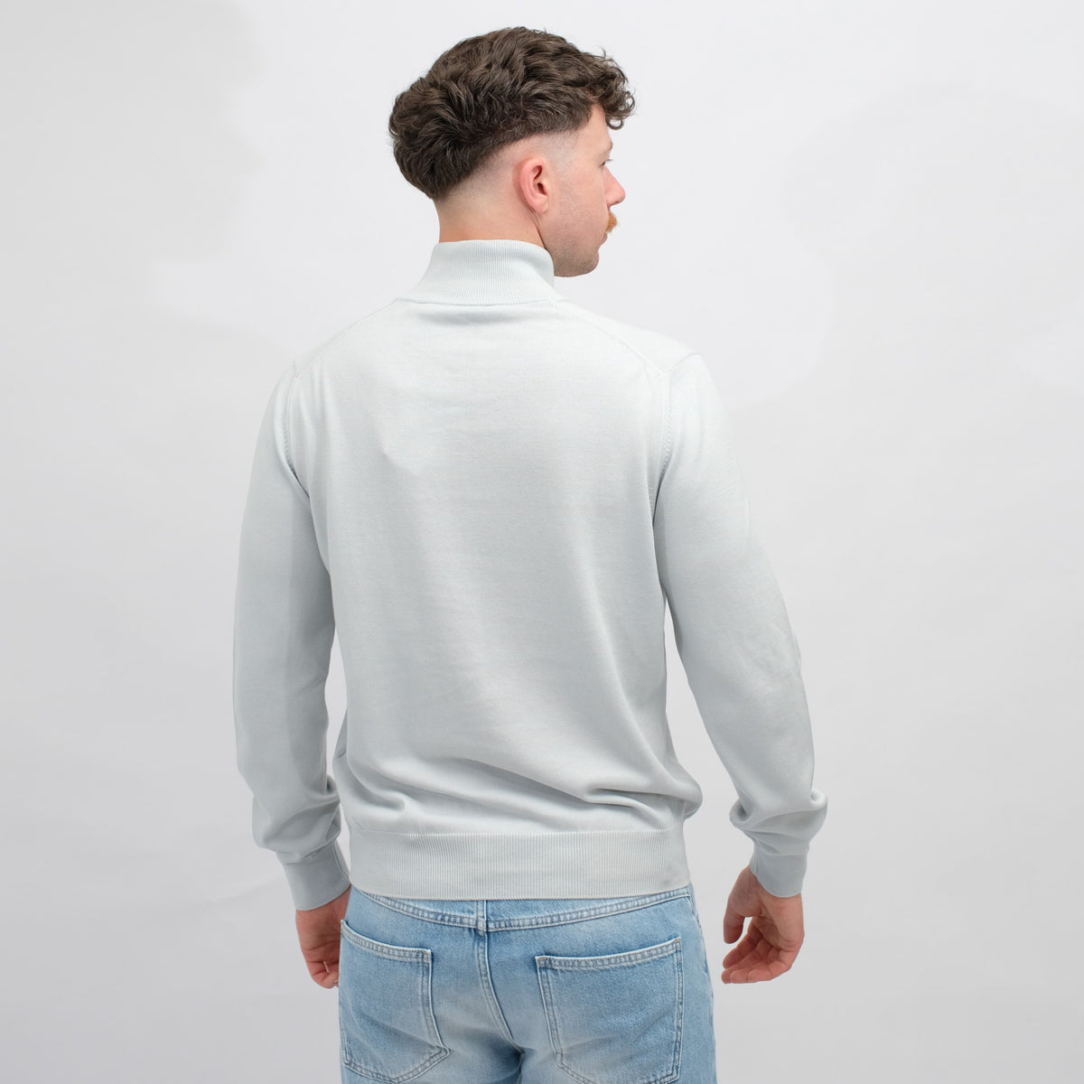La Fileria Light Grey Mock Neck Half Zip Pullover – productbeeld 3