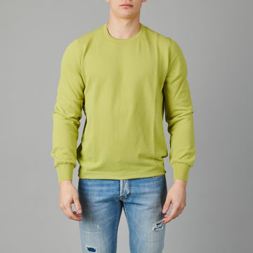La Fileria Structured Crepe Cotton Pullover Yellow Green – productbeeld 1