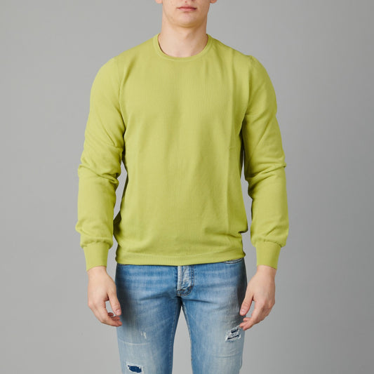 La Fileria Structured Crepe Cotton Pullover Yellow Green – productbeeld 1