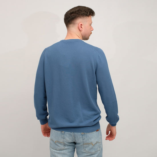 La Fileria Structured Crepe Cotton Pullover Blue – productbeeld 3