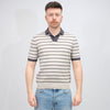 La Fileria Knitted Skipper Polo Greasy Blue Wide Stripe – vooraanzicht
