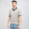 La Fileria Knitted Skipper Polo Greasy Blue Wide Stripe – productbeeld 2