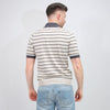 La Fileria Knitted Skipper Polo Greasy Blue Wide Stripe – productbeeld 3