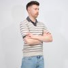 La Fileria Knitted Skipper Polo Greasy Blue Wide Stripe – productbeeld 4