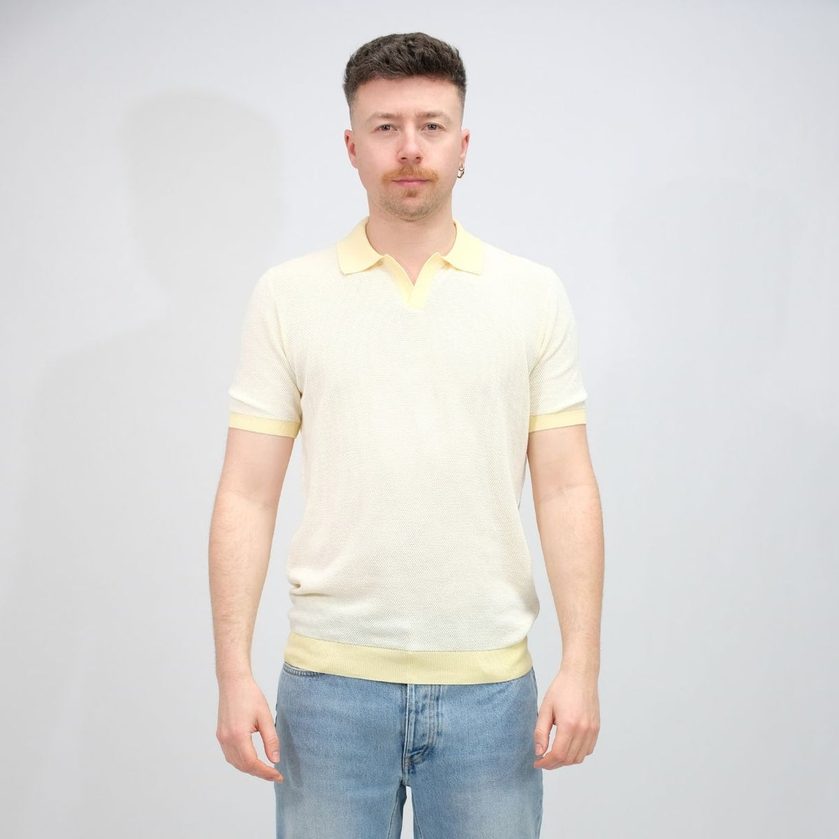 La Fileria Jacquard Polo Faded Yellow – vooraanzicht