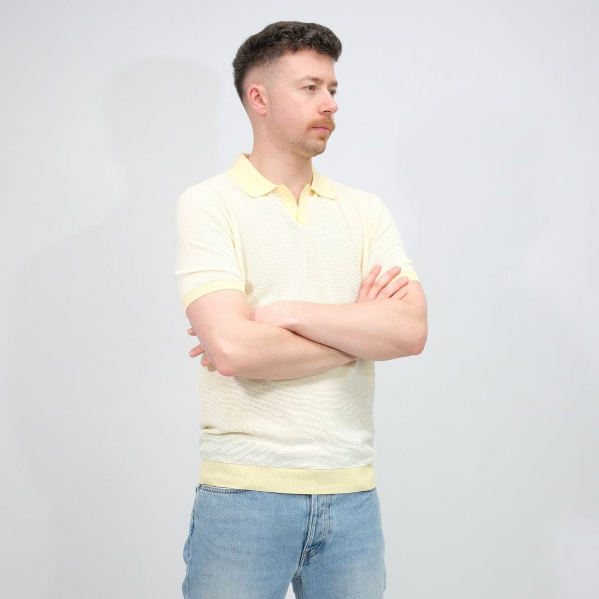 La Fileria Jacquard Polo Faded Yellow – productbeeld 3
