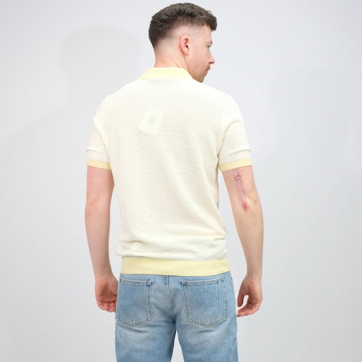 La Fileria Jacquard Polo Faded Yellow – productbeeld 4
