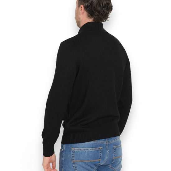La Fileria zwarte wollen halfzip, gedragen achteraanzicht
