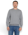 La Fileria Merino crewneck grijs met beige bies, vooraanzicht