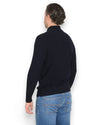 La Fileria Rain Wool mock zip donkerblauw achteraanzicht op Matthias in maat 50