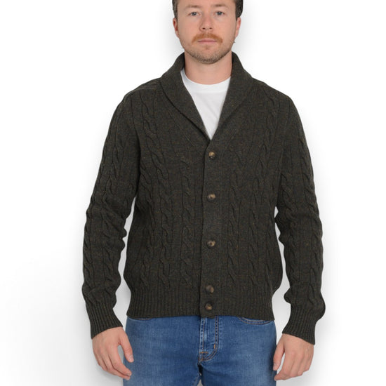 La Fileria Shetland cardigan diepgroen, vooraanzicht