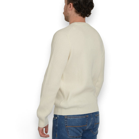 La Fileria Wool Cashmere Blend Crewneck White — achteraanzicht op model