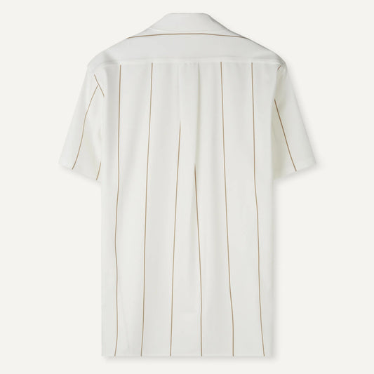 Libertine-Libertine Cave gestreept hemd White Khaki – achteraanzicht