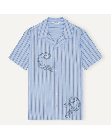 Libertine Libertine Cave Printed Shirt Oxford Blue – productbeeld 1