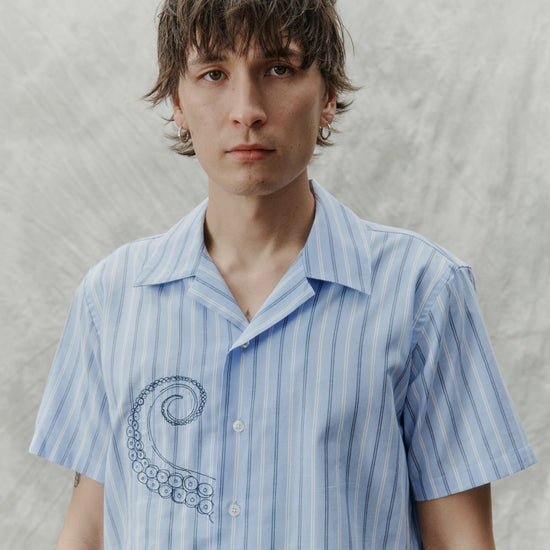 Libertine Libertine Cave Printed Shirt Oxford Blue – productbeeld 5