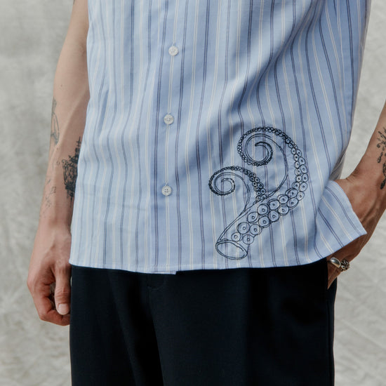 Libertine Libertine Cave Printed Shirt Oxford Blue – productbeeld 7