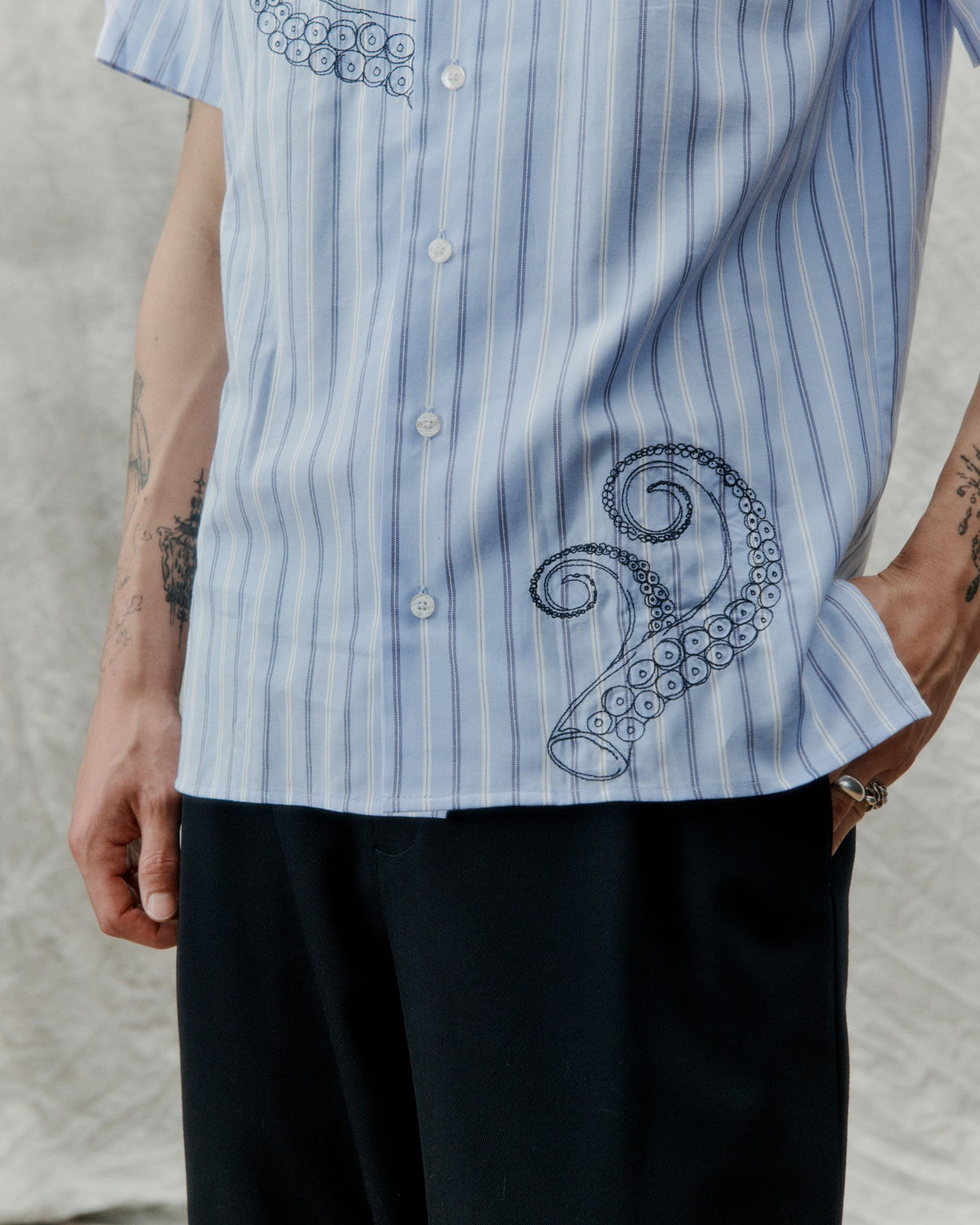 Libertine Libertine Cave Printed Shirt Oxford Blue – productbeeld 7