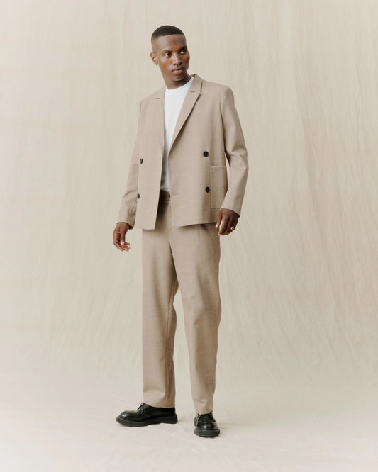 Libertine-Libertine Public 2286 blazer Khaki Melange – gedragen in een volledige combinatie