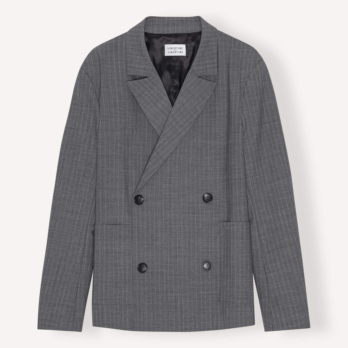 Libertine-Libertine Public krijtstreepblazer Grey Pin – vooraanzicht