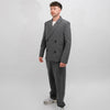 Libertine-Libertine Public krijtstreepblazer Grey Pin – gedragen, schuin van voren