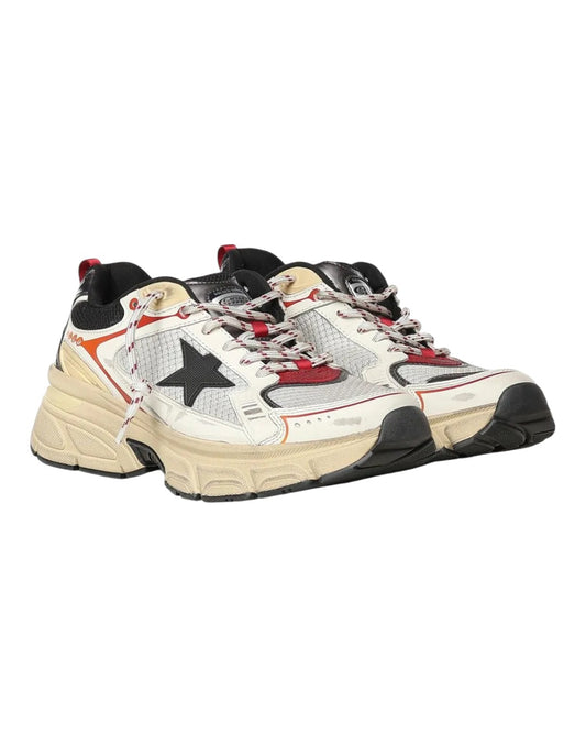 Golden Goose Lightstar in wit mesh met donkergrijze TPU-ster en contrasterende kleurdetails – Checkpoint Mol