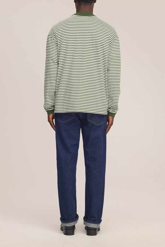 NN.07 Lionel 30040 Green Stripe relaxed fit longsleeve - Checkpoint Mol