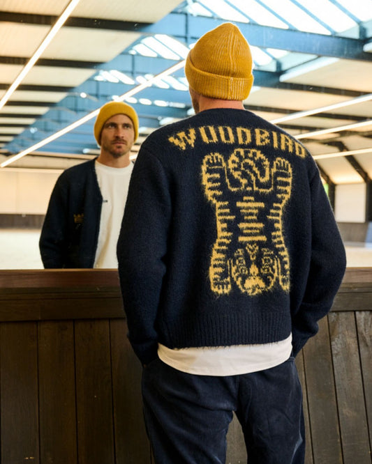 Woodbird WBKoon Zip Tiger Cardigan Navy